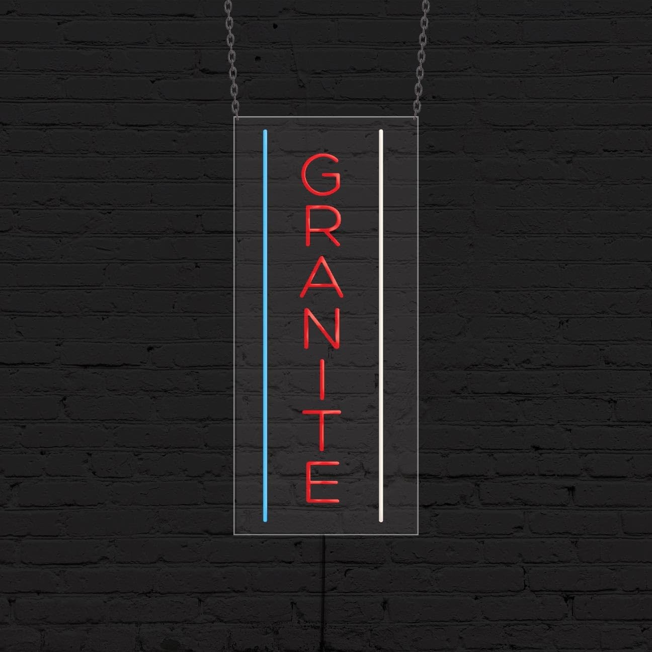 Granite Sign for Business Displays | LED Flex Neon | 13&Prime;W x 32&Prime;H x 1&Prime;D