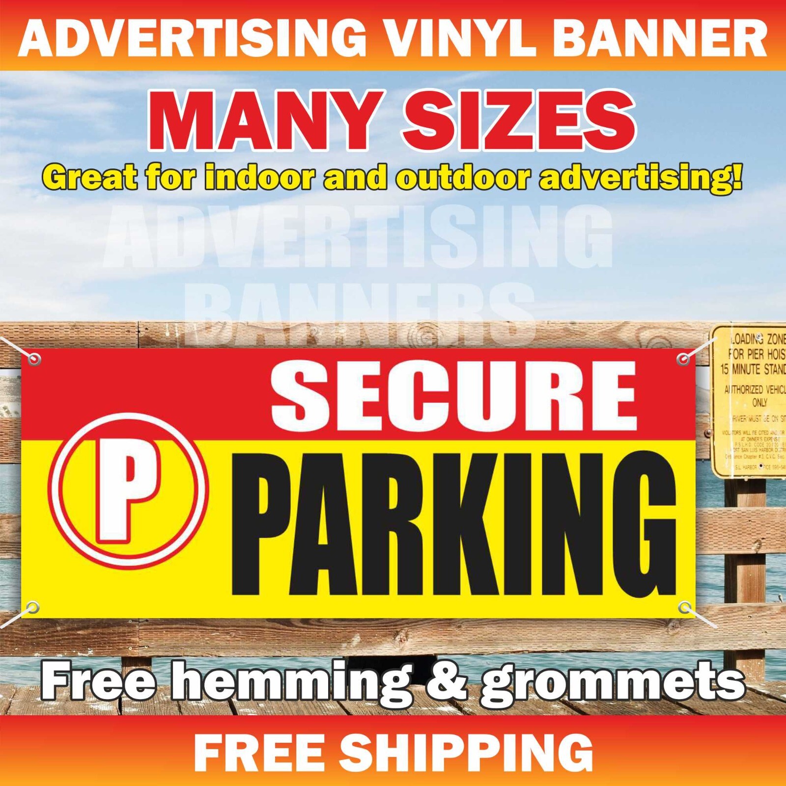 SECURE PARKING Advertising Banner Vinyl Sign PRIVATE PROPERTY NO TRESPASSING