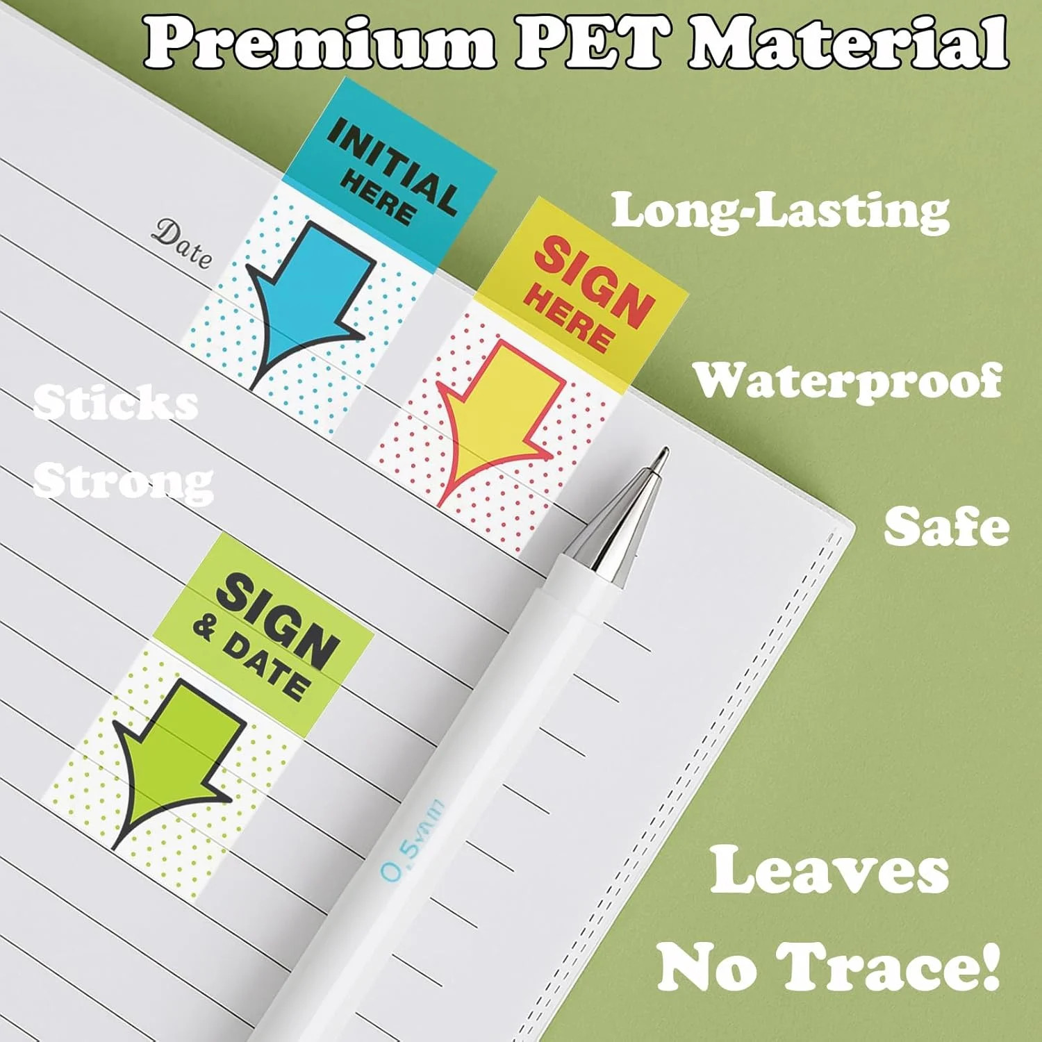 500 Sign Here Stickers & Tabs for Documents, Notary Supplies, Office Use