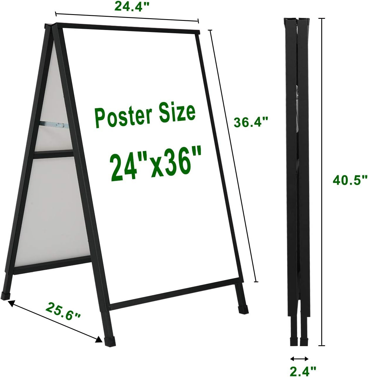 Heavy Duty A-Frame Sidewalk Sign 24 X 36 Inch, Portable Double-Sided Sandwich Bo
