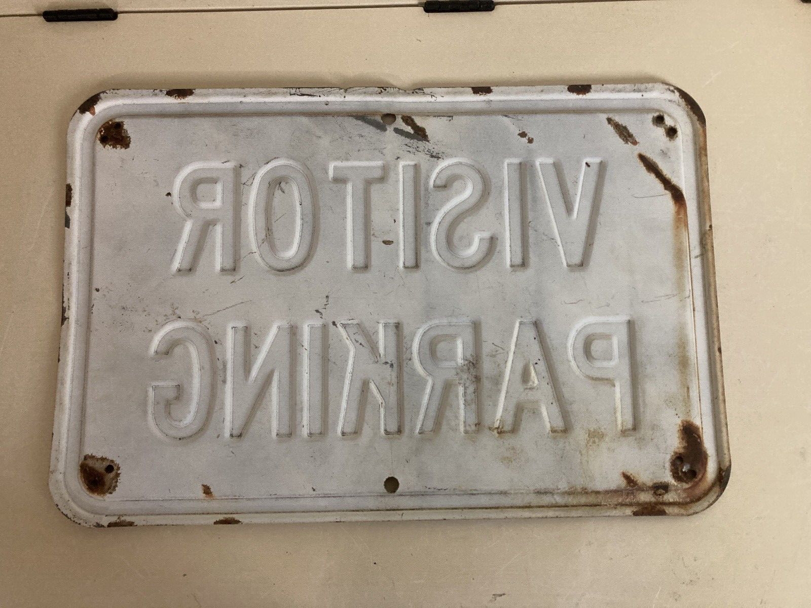 Antique Perforated Visitor Parking Sign Heavy Gauge Steal