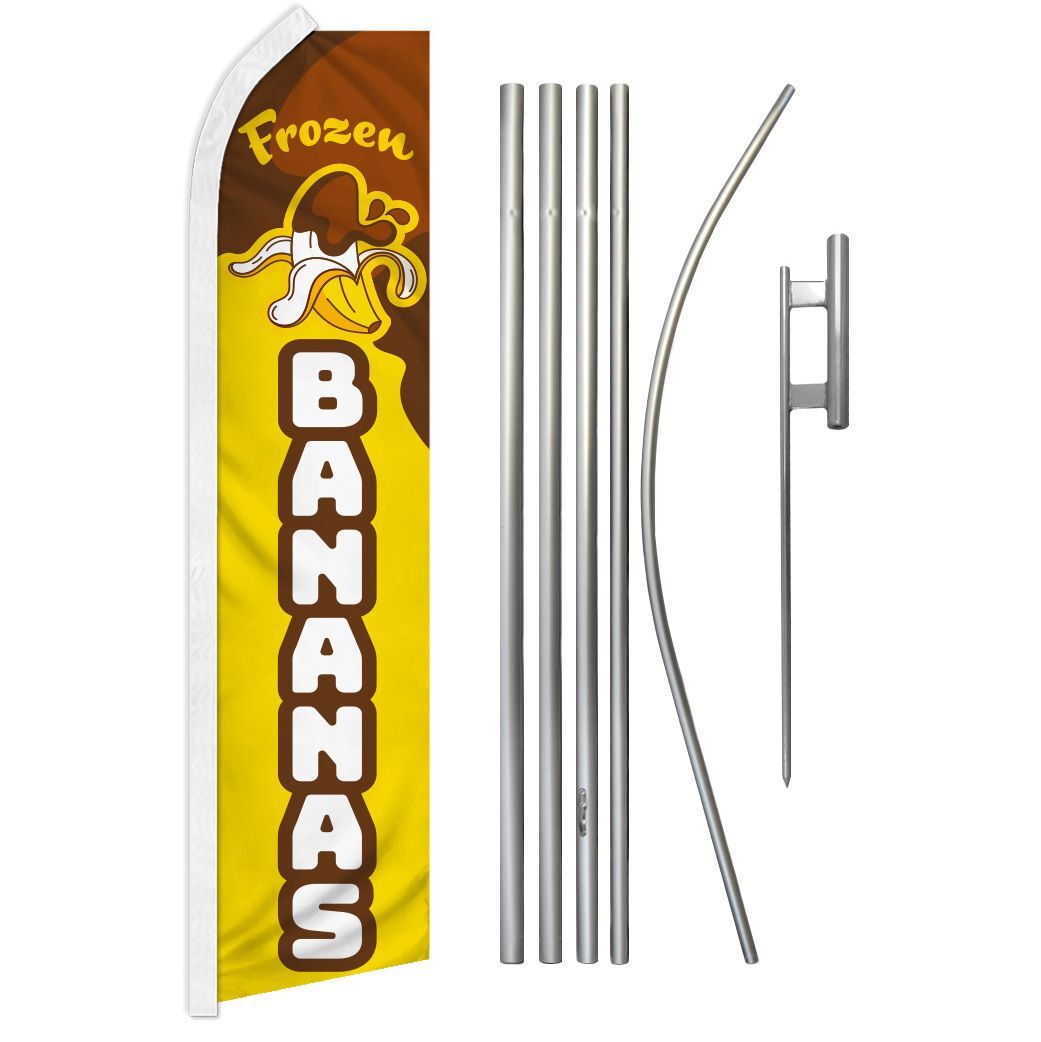 « FROZEN BANANAS » Advertising Super Flag & Pole Kit food dessert snack treat