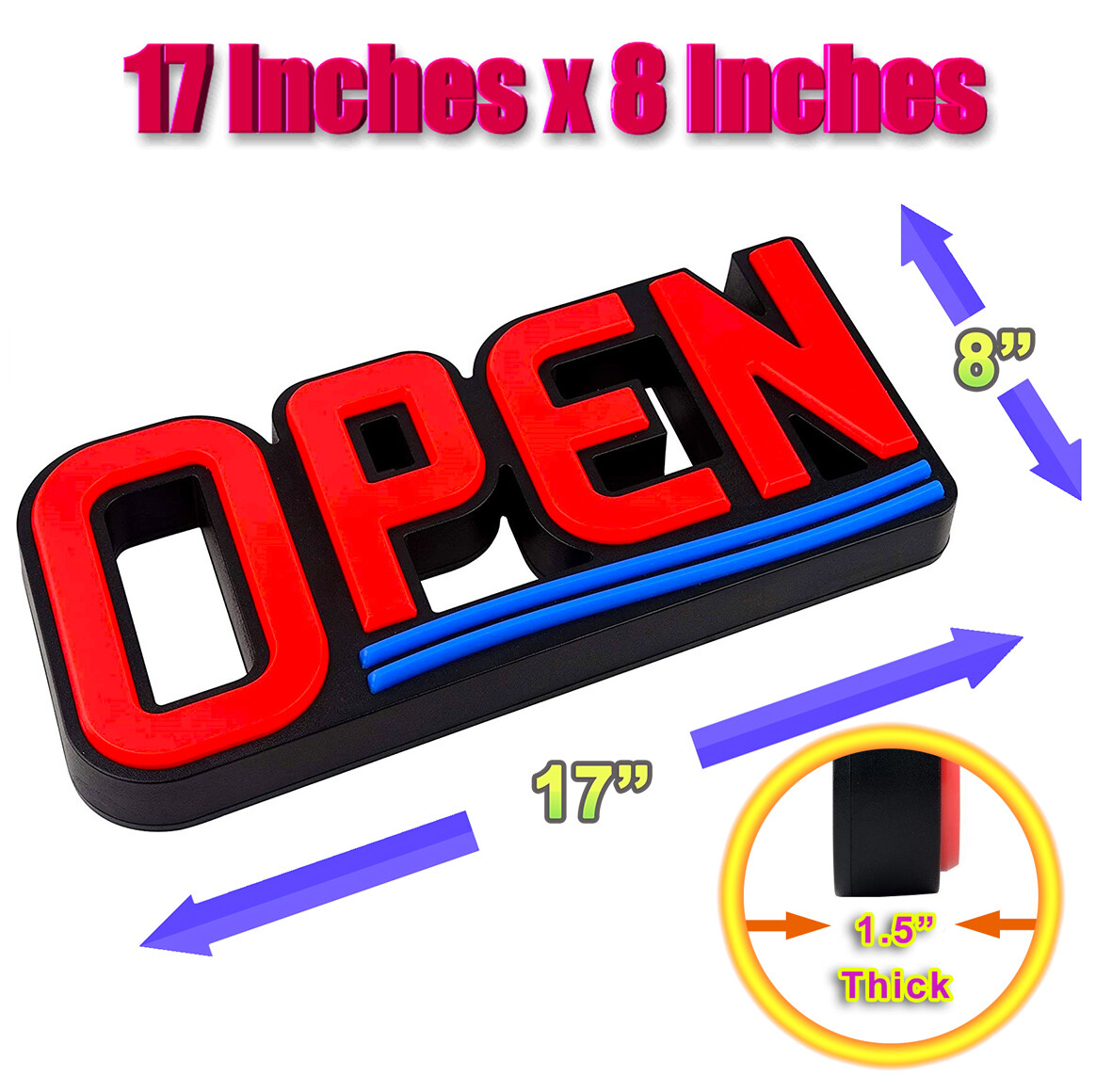 Open Sign LED Neon Ultra Bright Light Business Display for Restaurant Store Shop