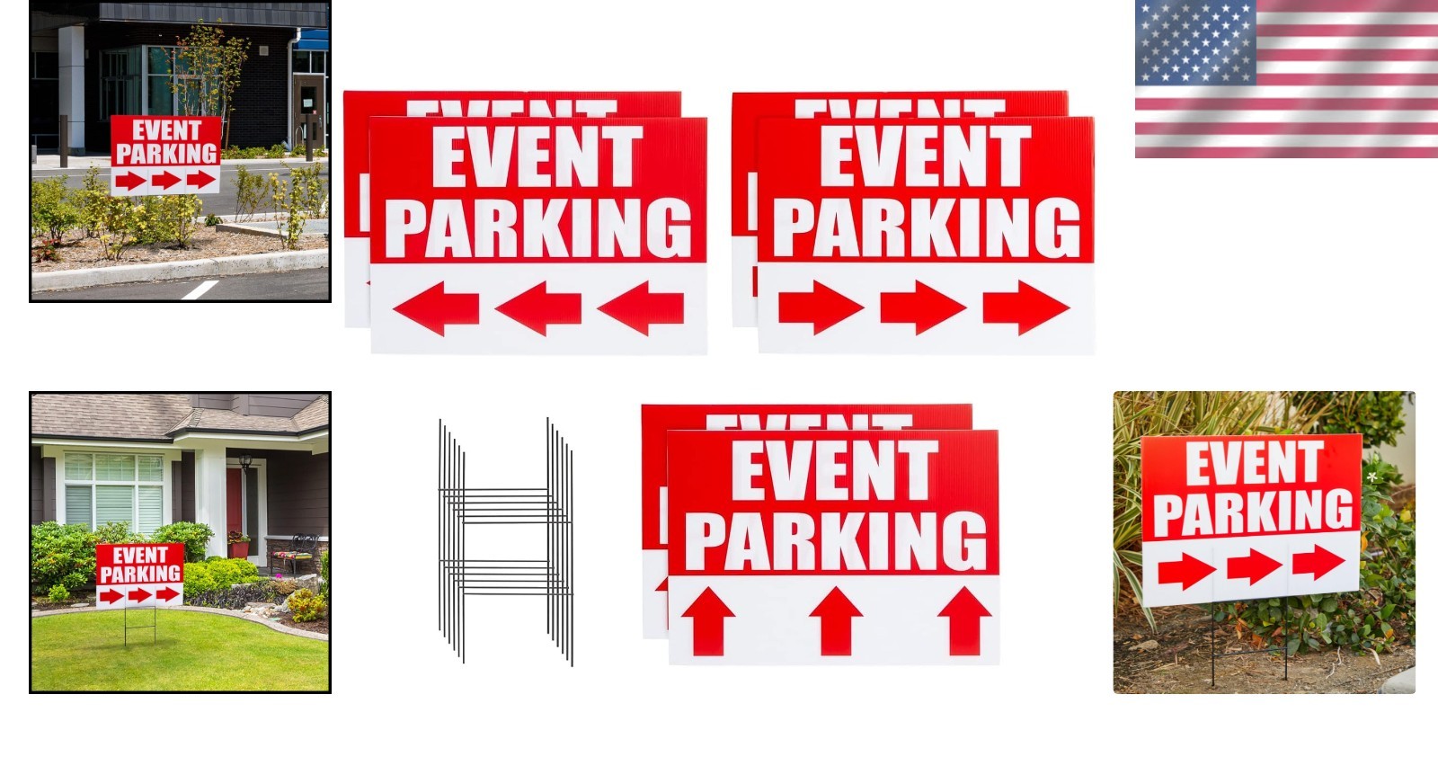 Concert Traffic Direction Signs – 6-Pack, Red, 12×17 in