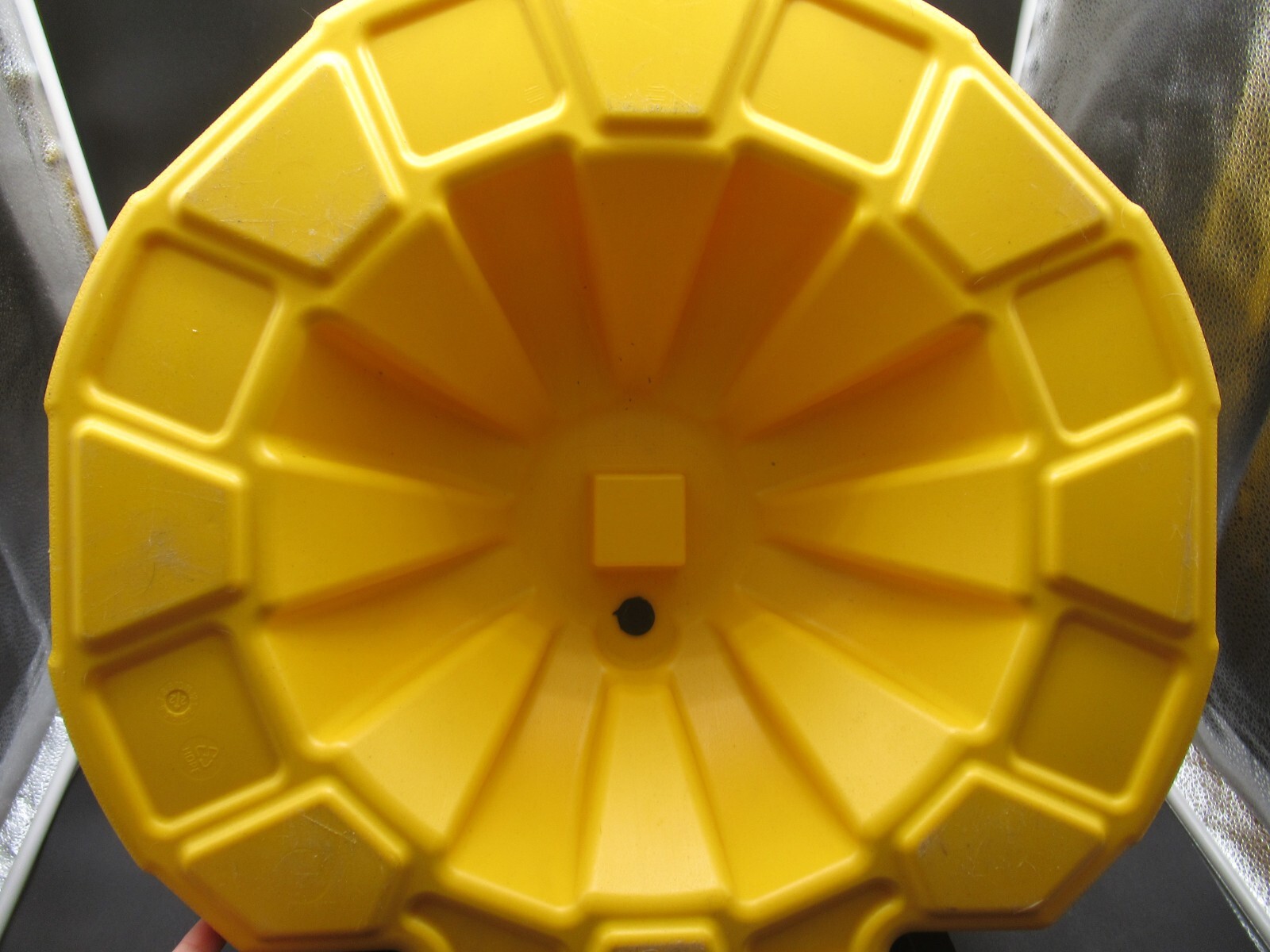 Plasticade Roll-A-Post Portable Sign Base, 24&Prime;, Plastic, Yellow