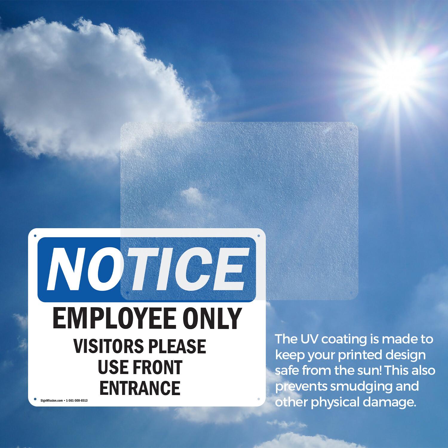 (2 Pack) Employees Only Visitors Please Use Front Entrance OSHA Notice Sign