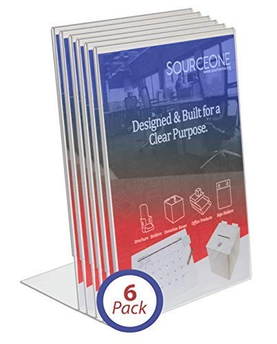 SOURCEONE.ORG Clear 8.5 X 11-Inches Acrylic Slant Back Sign 6 Pack, clear