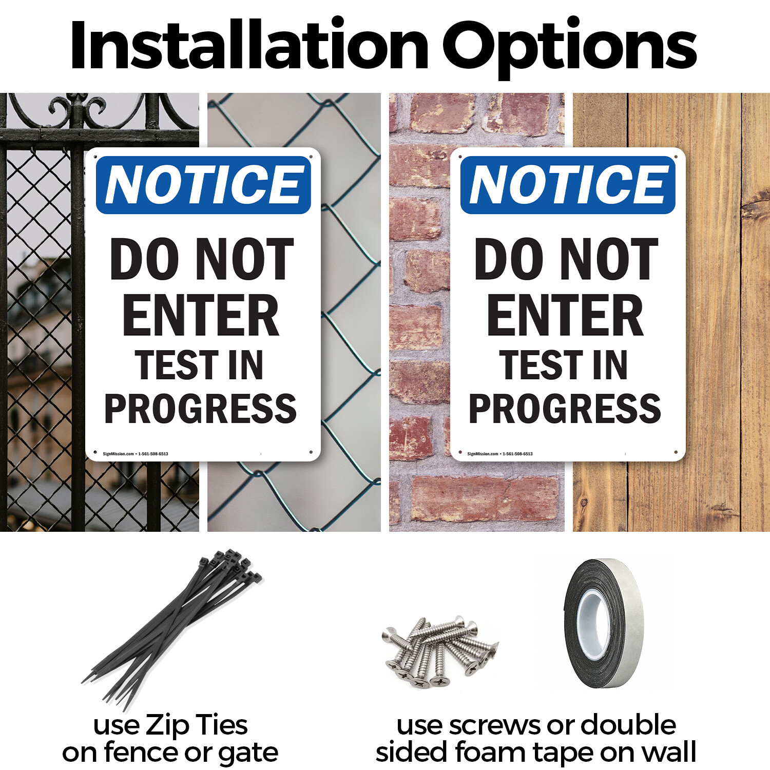 (2 Pack) Do Not Enter Test In Progress OSHA Notice Sign Decal Metal Plastic