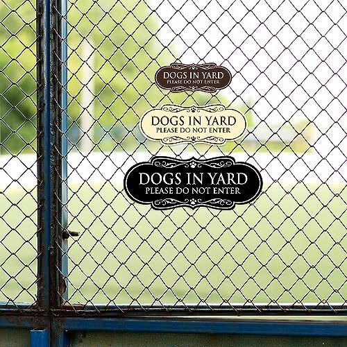 Signs ByLITA Designer Dogs in Yard Please Do Not Large (3&Prime; x 9&Prime;) Black Gold
