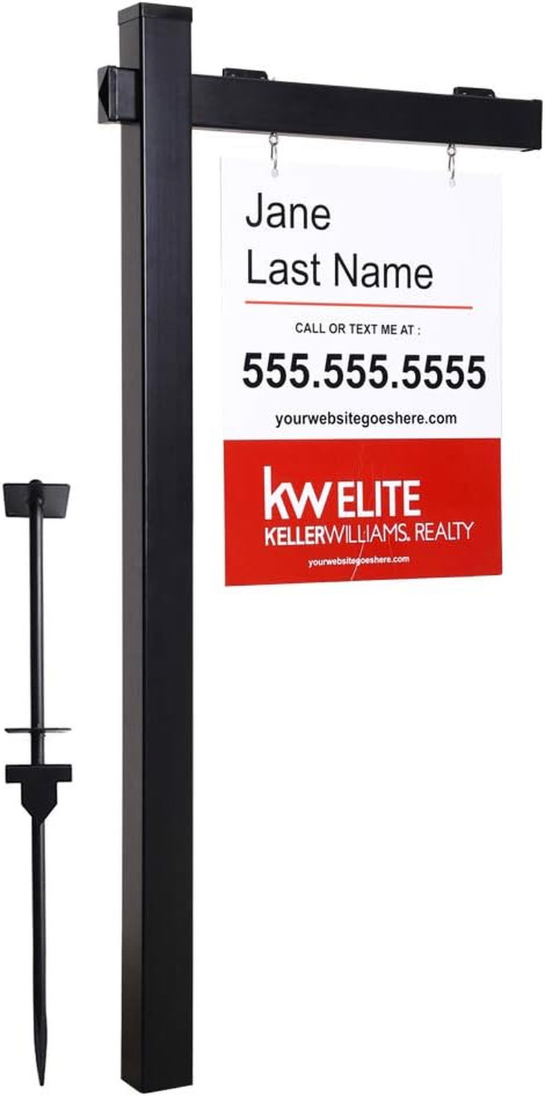 Vinyl PVC Black Real Estate Sign Post with Flat Cap 6ft. (4&Prime;x 4&Prime;x 72&Prime;) Realtor Y