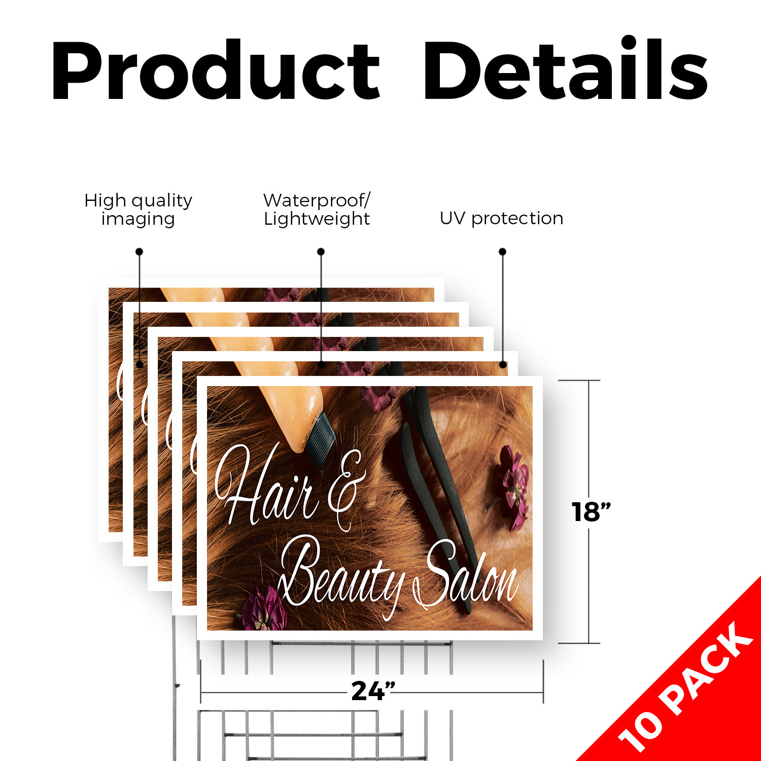 Hair & Beauty Salon Yard Sign Professional Stylists, New Looks, Quality Service