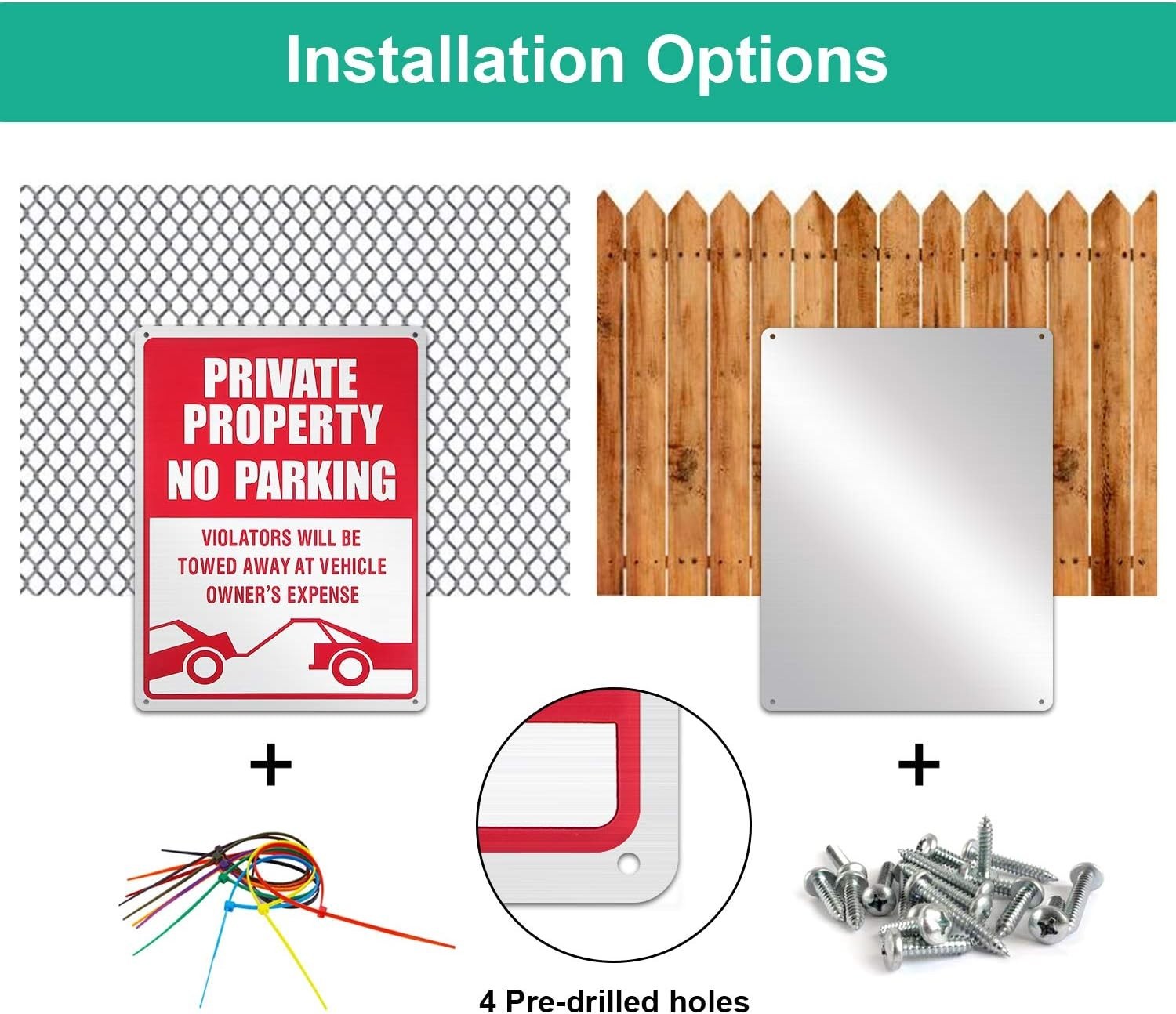 1 Pcs No Parking Sign, 14 x 10 Inches Reflective Private Property Sign Violat…