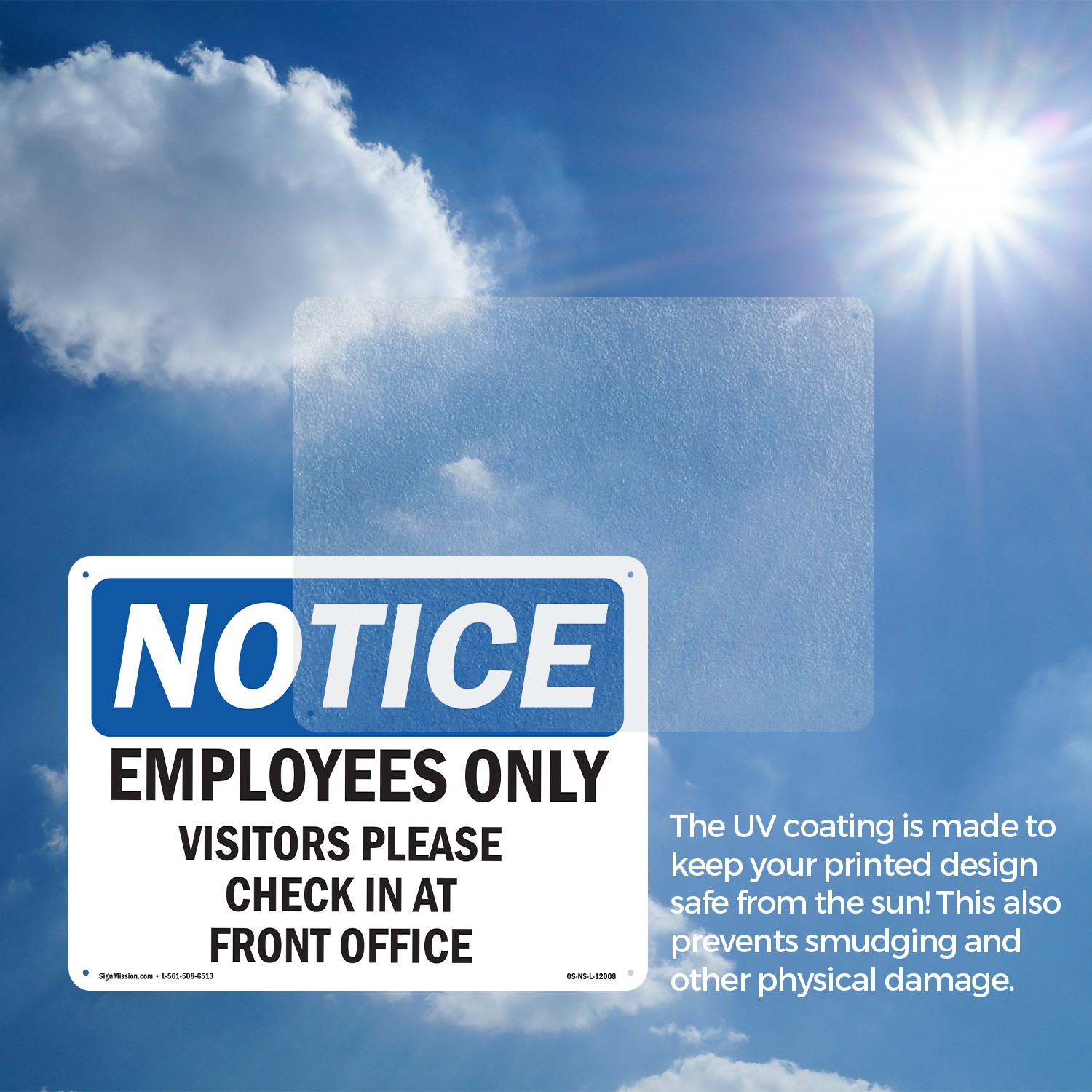 Employees Only Visitors Please Check In OSHA Notice Sign Or Decal – 5 or 10 Pack