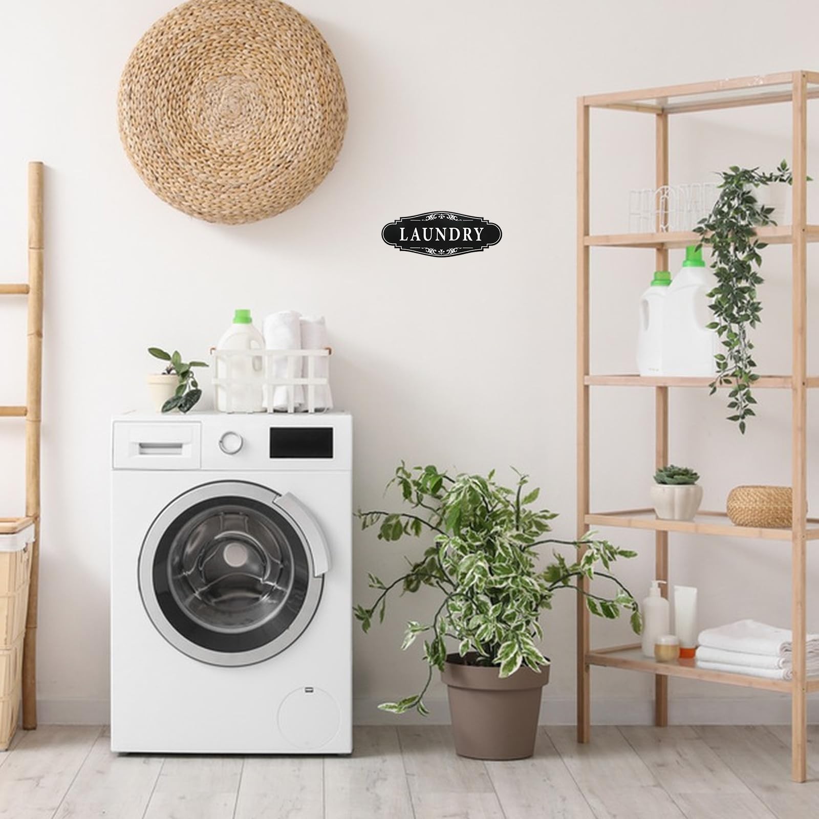 3 Pcs Laundry Room Sign Self-Adhesive Vinyl Door Signs for Bathroom Black