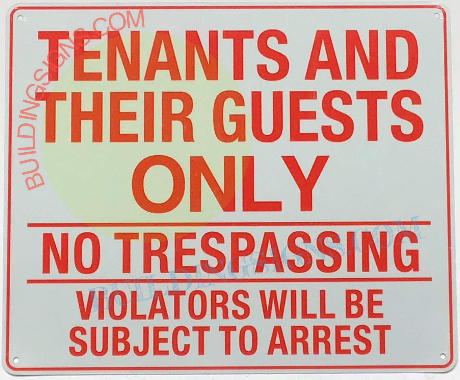 TENANTS AND GUEST ONLY SIGN (10×12, White, Aluminum) -REF24-1027