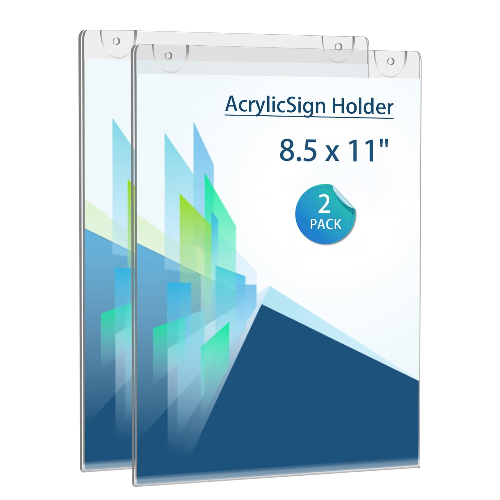 Acrylic Sign Holder 8.5 x 11 Vertica Wall Mount Clear Plastic Picture Frame, …