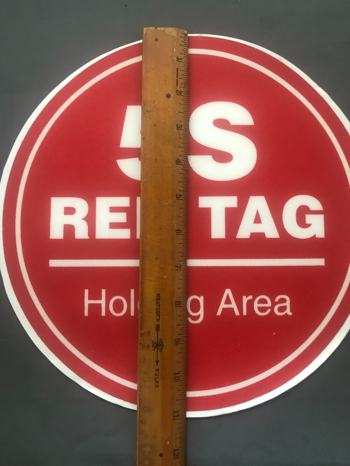 11&Prime; 5S Red Tag Holding Area Floor Decals Sticker AntiSlip Round Water Resistant