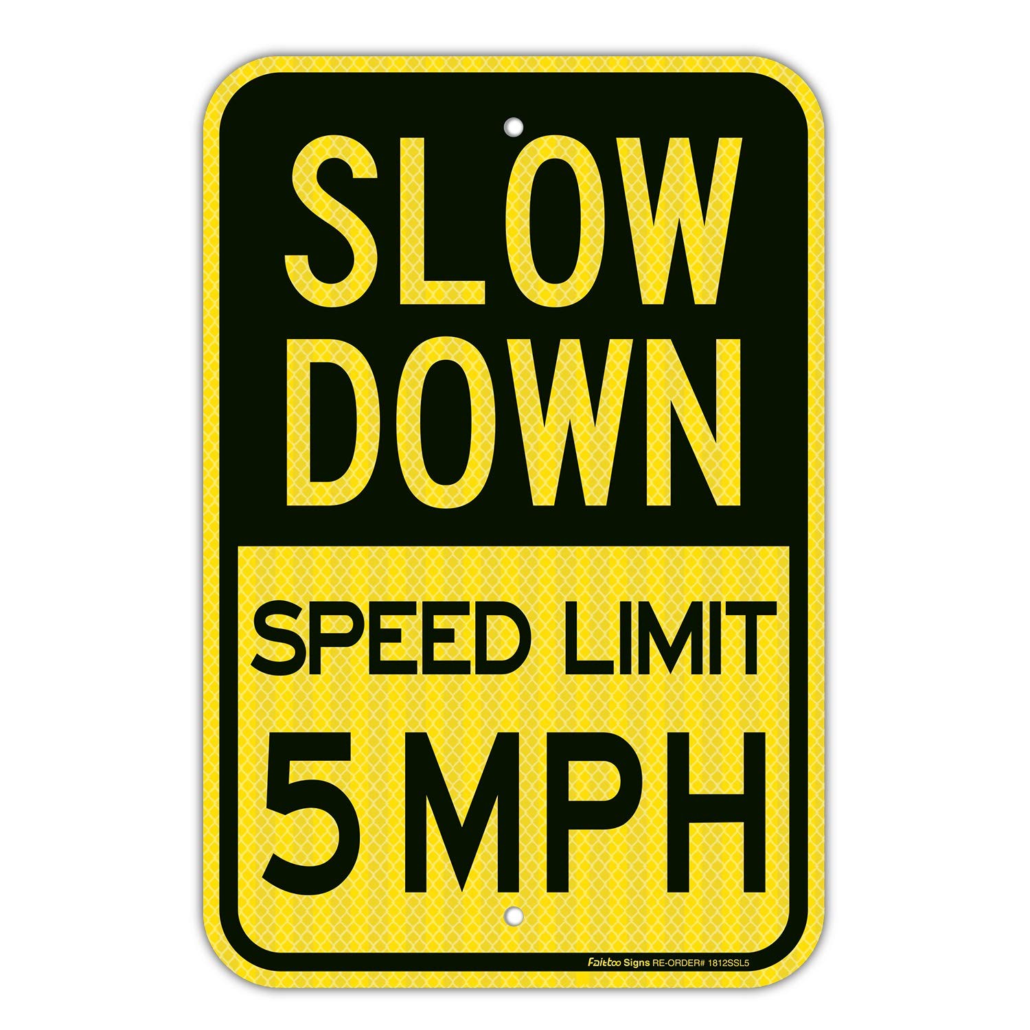 Slow Down Speed Limit 5 MPH Sign, Slow Down Sign, 18 x 12 Inches Engineer Gra…
