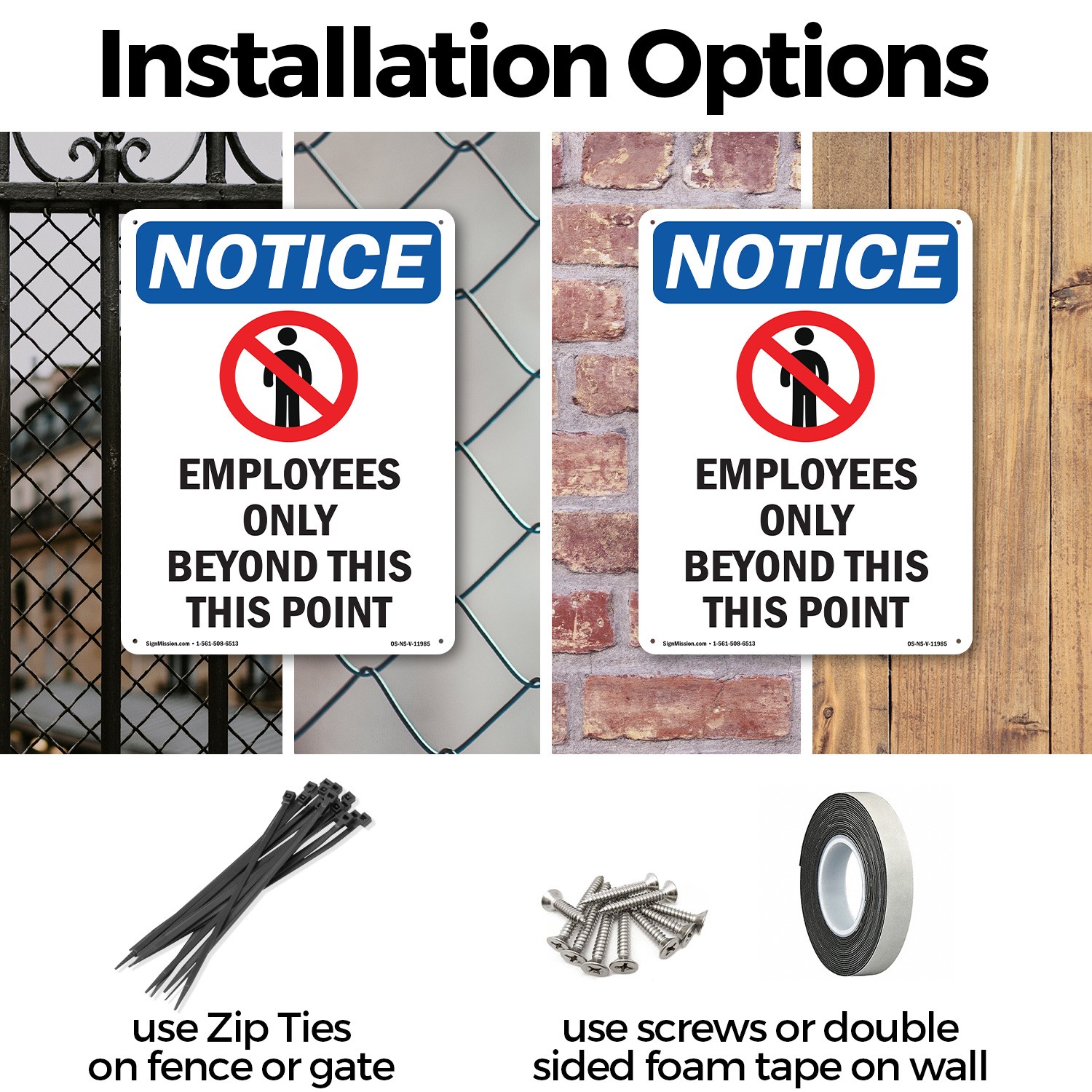 Employees Only Beyond OSHA Notice Sign Metal, Plastic, Or Decal – 5 or 10 Pack