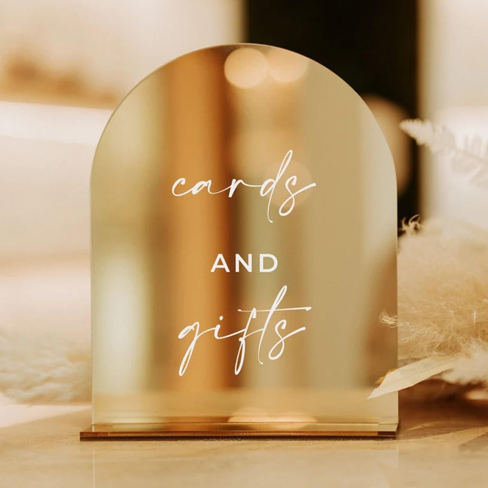 5 PCS Gold Mirror Arch Acrylic Sign Stand 8×10 Inch Blank Wedding Table Base