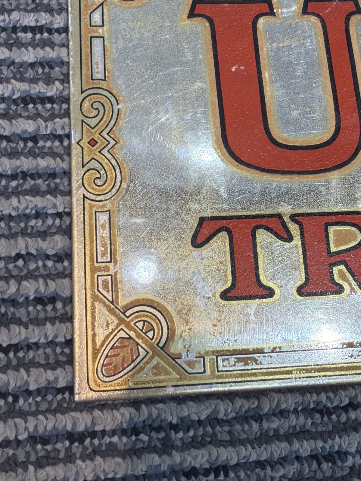 Vintage Advertisement Hanging Sign Display Utica Trousers New York NY Trade Mark