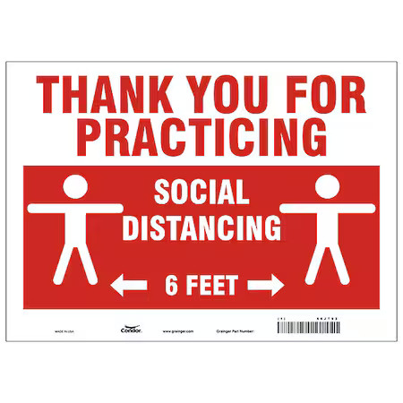 Zoro Select Hwb726p1014 Thank You For Practicing Sign, 14&Prime; W X 10&Prime; H, English,,