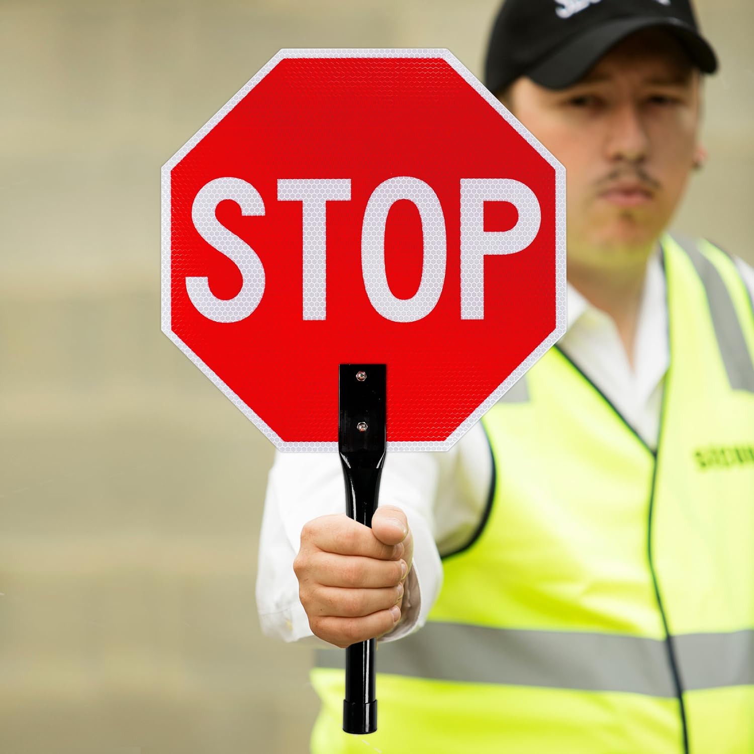 (2 Pack) Stop Slow Sign with Handle, 13 x 13 Inches Double Sided Stop/Slow Tr…