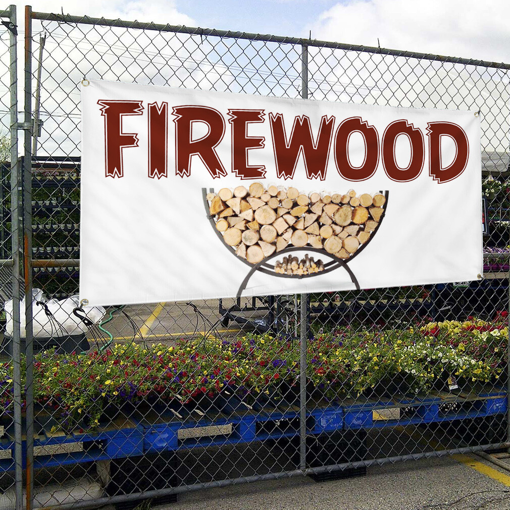 Vinyl Banner Sign Firewood #1 Style C Business Marketing Advertising White