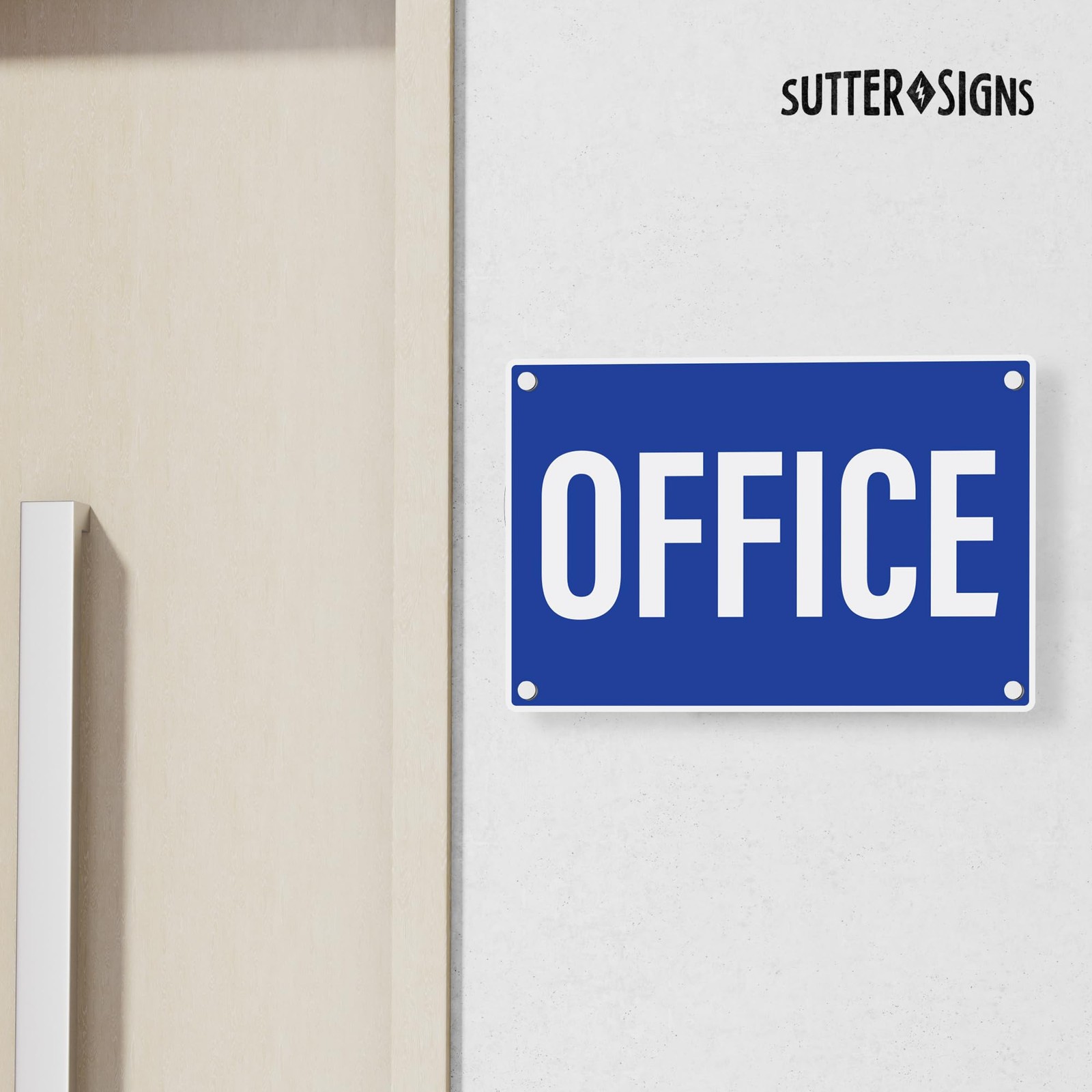 Office Sign Rust-free Aluminum 12×8 Inch Mounting Holes Business Wall Decor