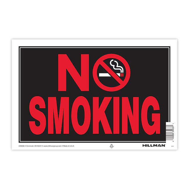 Hillman No Smoking 8-in x 12-in Plastic Prohibited Sign