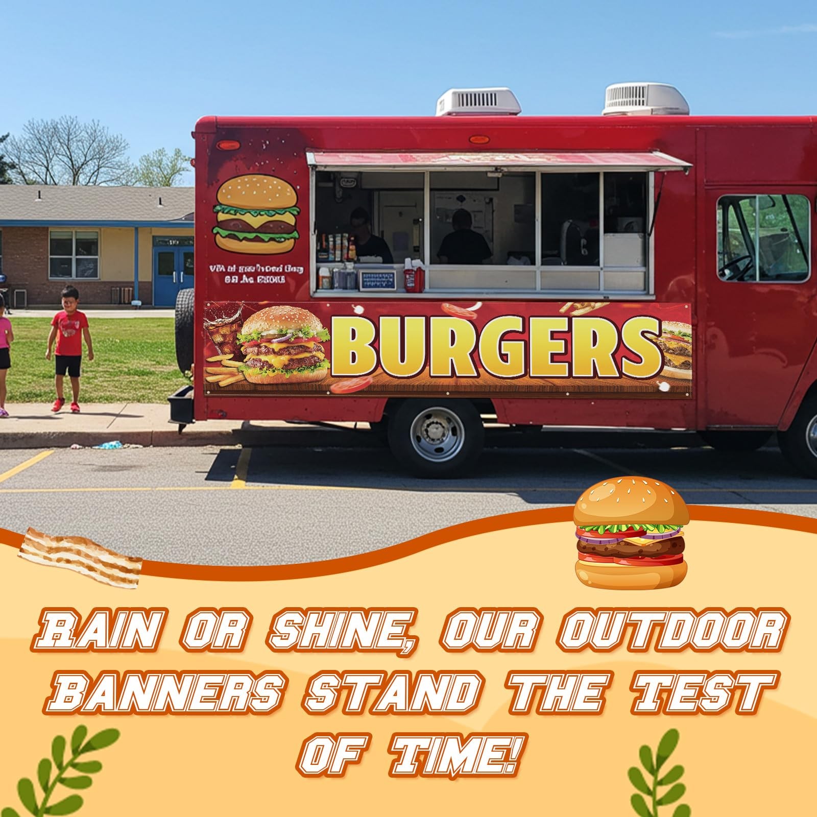 Tegeme Burgers Banners 2 X 10 Ft/ 24 X 120 Inch Large Oxford Fabric Polyester