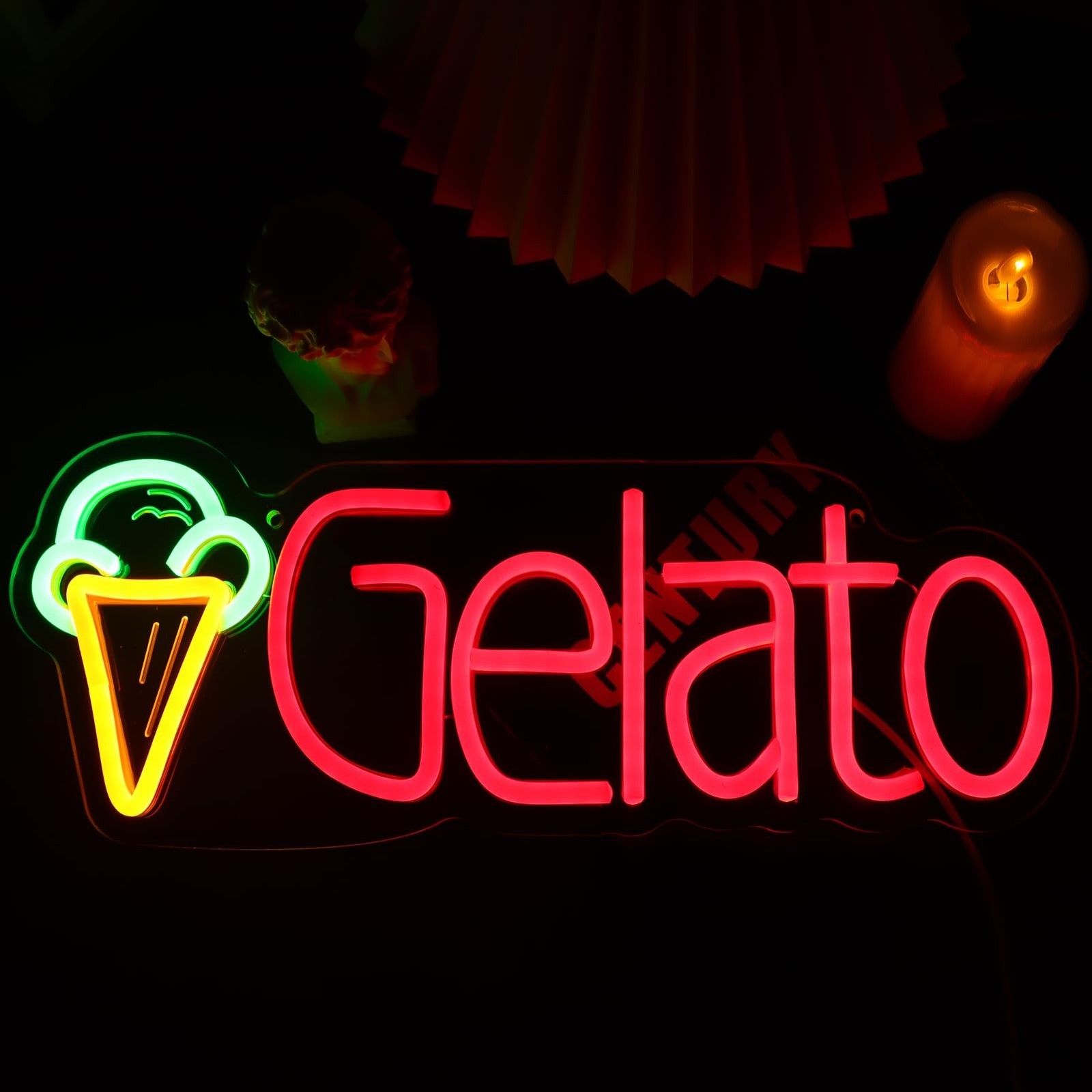 KODGGHK Gelato Neon Sign for Wall Decor, Italian Ice Cream Neon Light with Di…