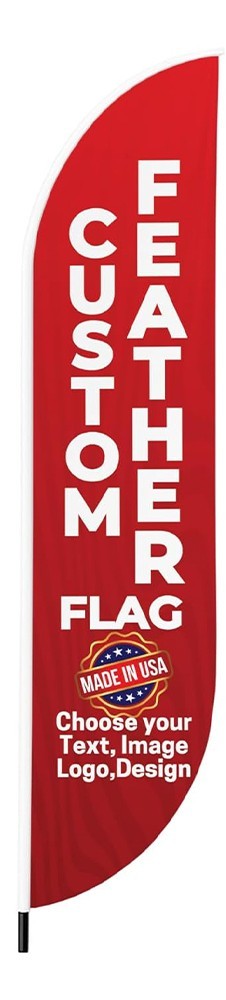 Custom Feather Flag Only Flag HD Print Outdoor Swooper Flag w/Photo Logo Text BG