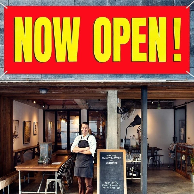 Large Now Open Sign Banner Durable Oxford Cloth Store Front Decor Gift New