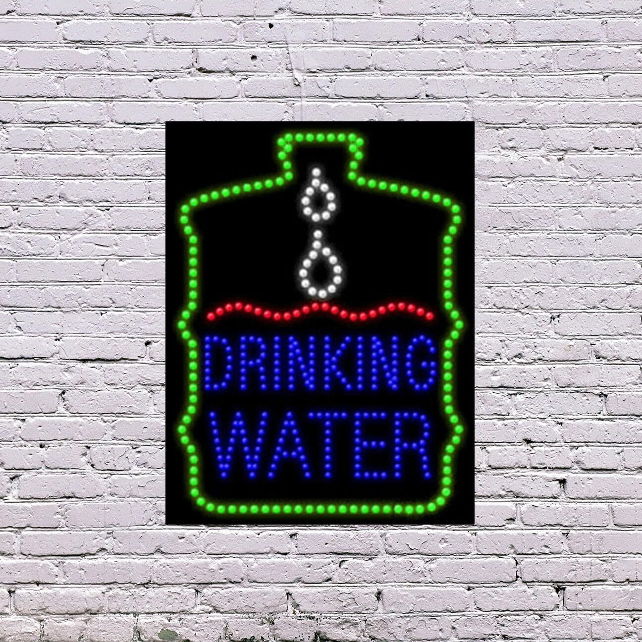 LED Drinking Water Sign | Light Up Sign | 26&Prime;H x 20&Prime;W x 2&Prime;D