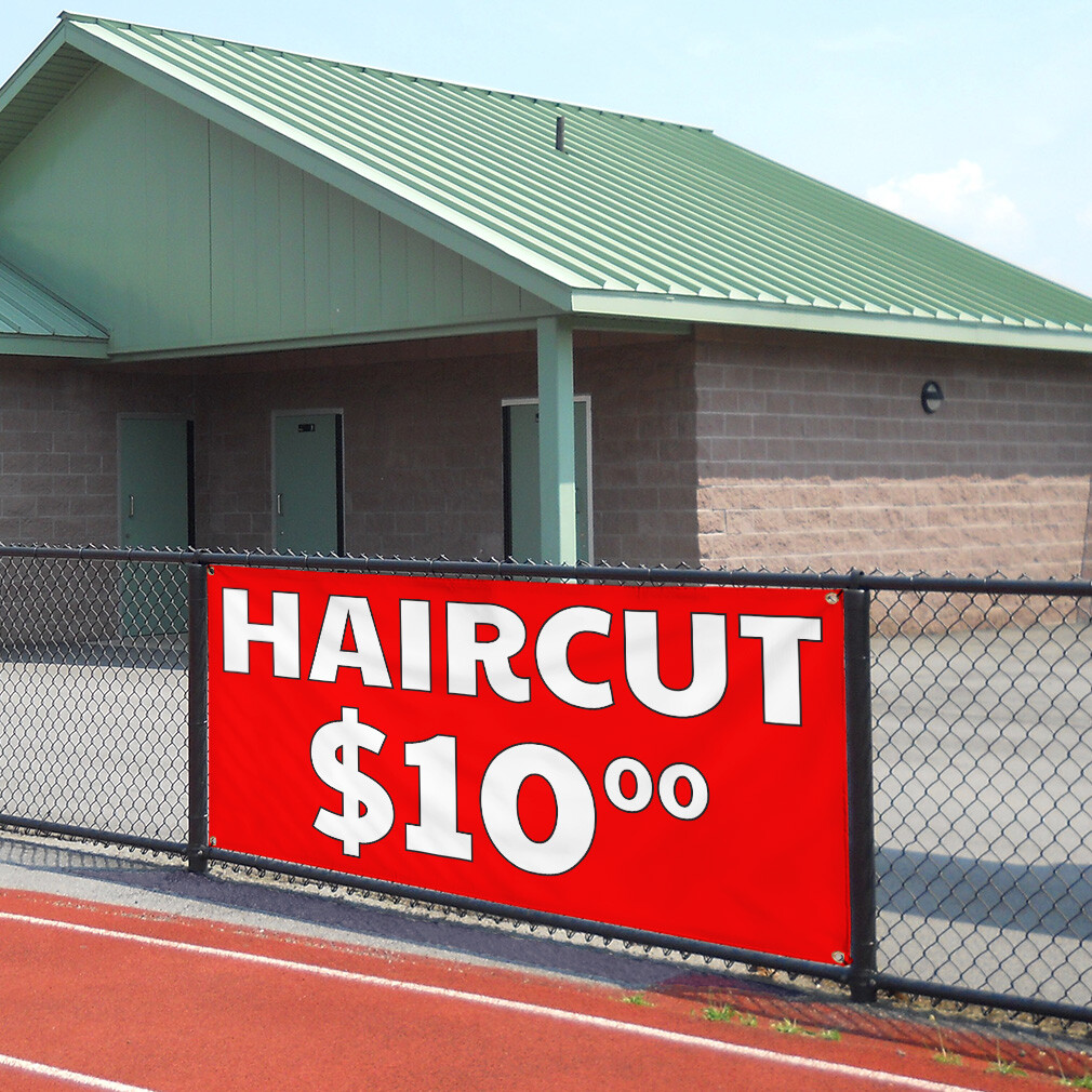 Vinyl Banner Multiple Sizes Haircut $10 Outdoor Advertising Printing Retail