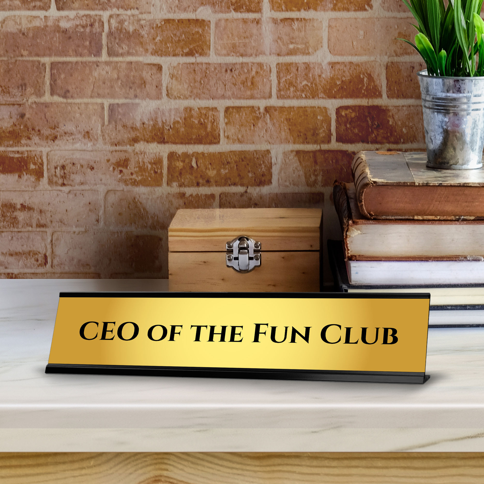 CEO Of The Fun Club 2 x 10&Prime; Desk Sign | Funny Home & Office Decor