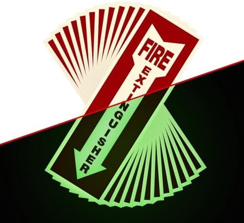 Fire Extinguisher Signs,Safety Sign Sticker glow in the dark 12 Pack 4&Prime; X 12&Prime; Du