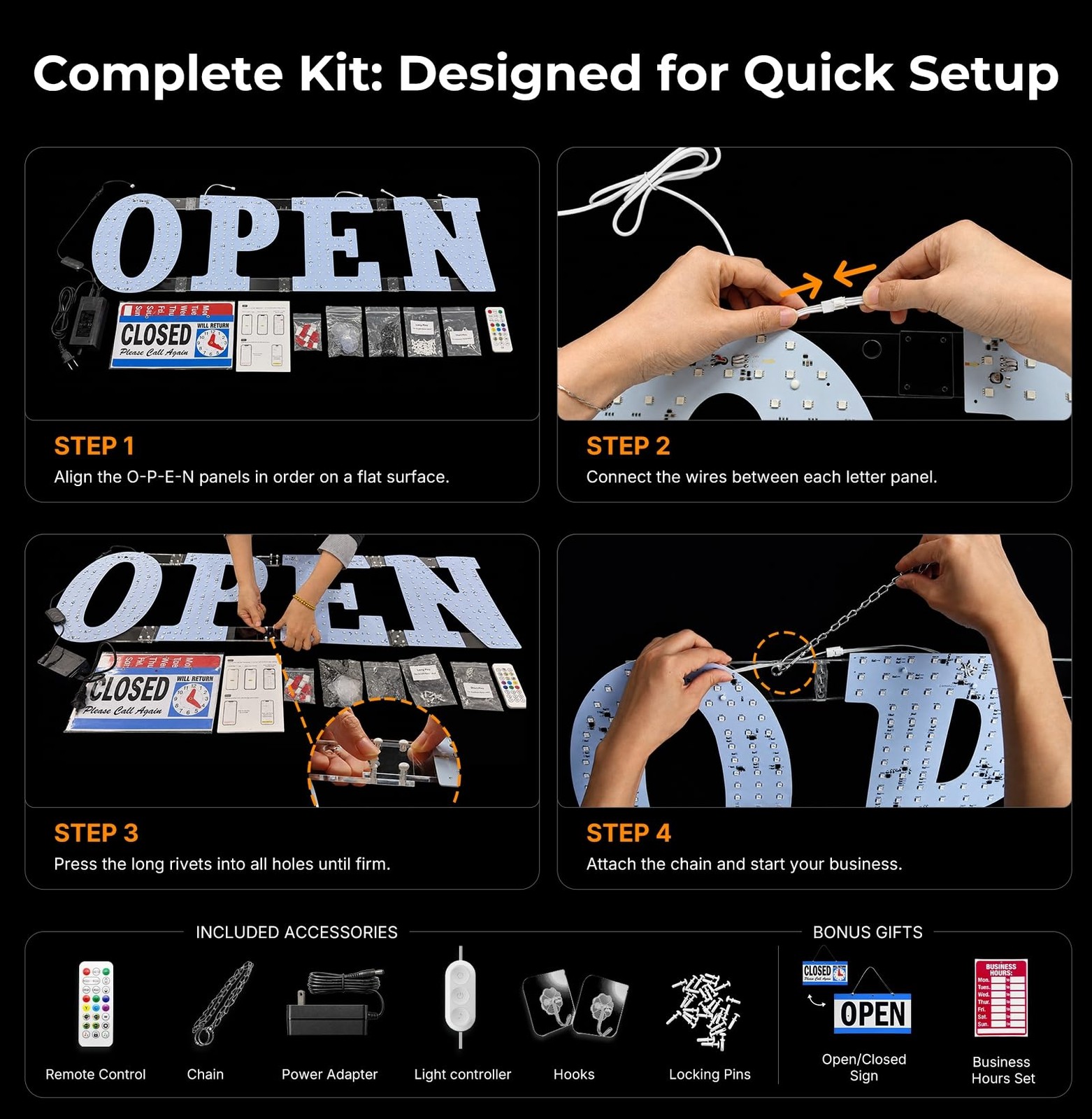 Lemonrole 36X12 Led Open Sign For App Control Timer Custom Visibility For