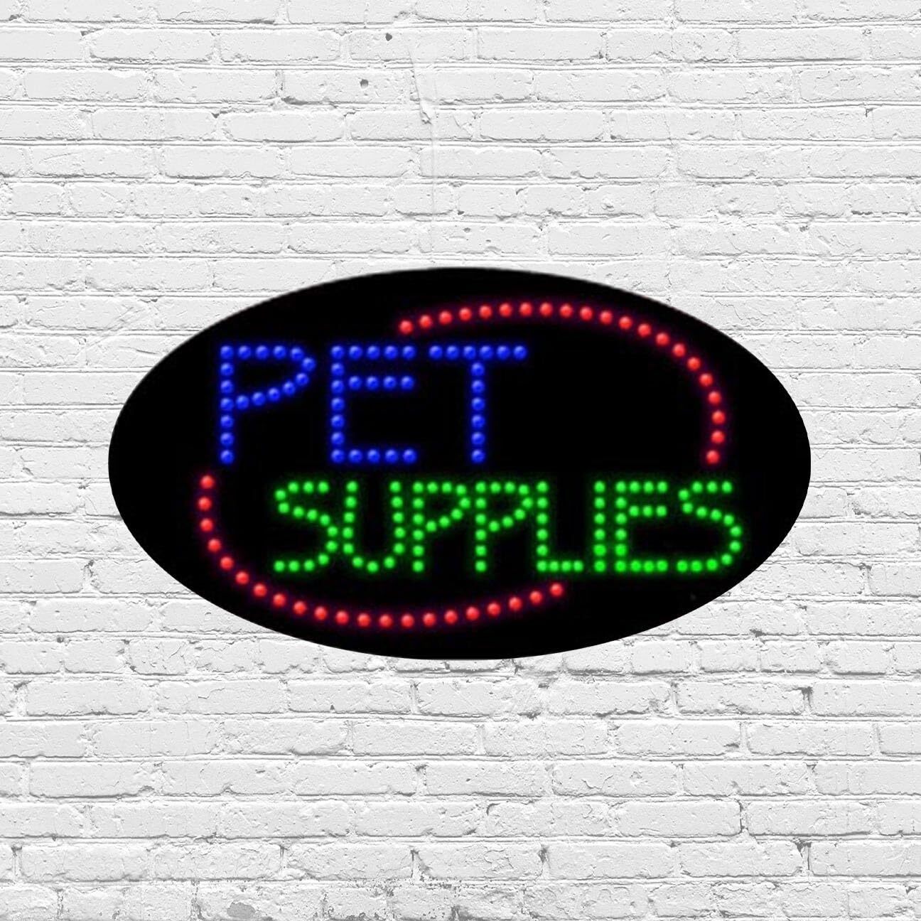 LED Pet Supplies Sign for Retail Displays | Light Up Sign | 15&Prime;H x 27&Prime;W x 2&Prime;D