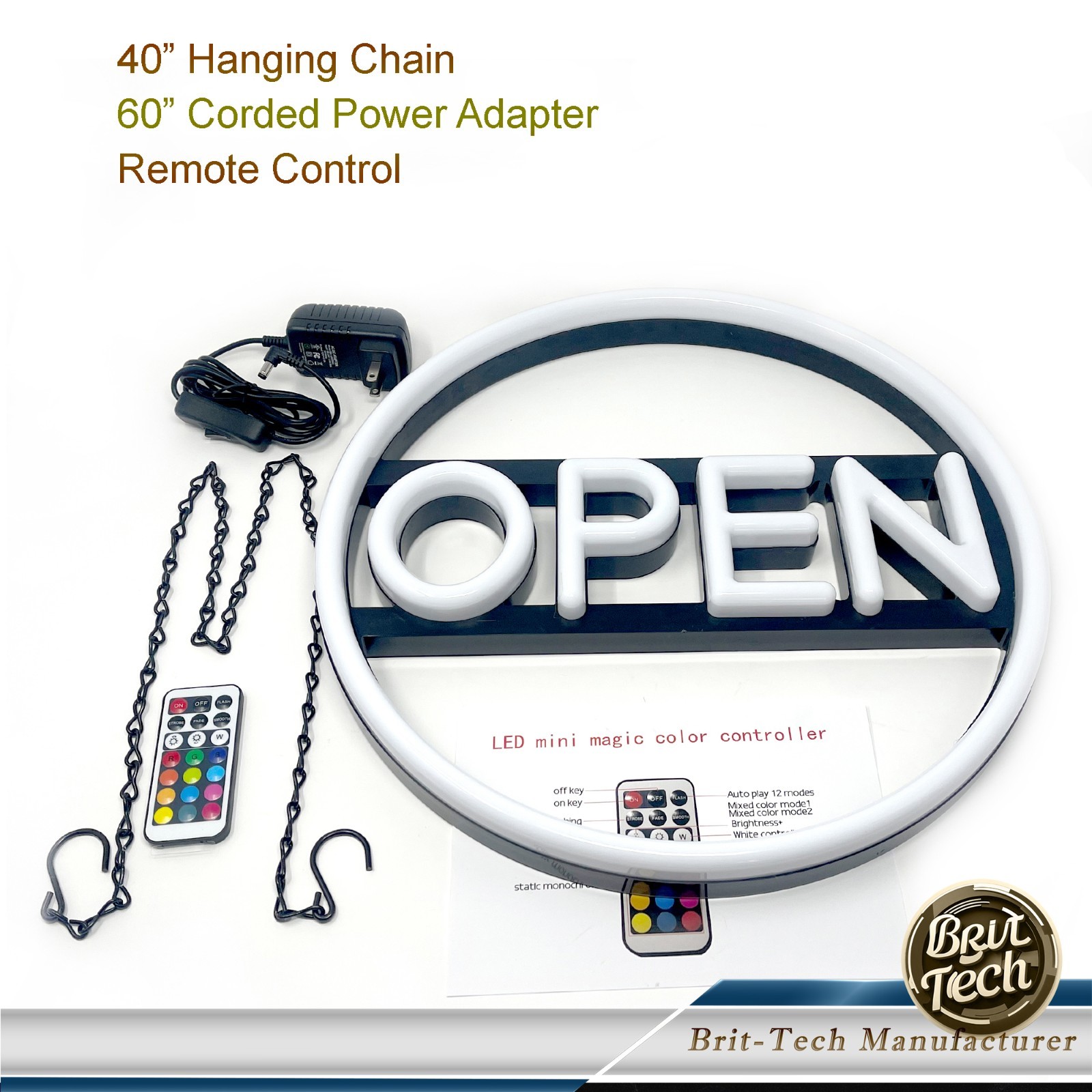LED Open Sign 16&Prime; Large Neon Bright Light for Business Restaurant Bar Store Shop