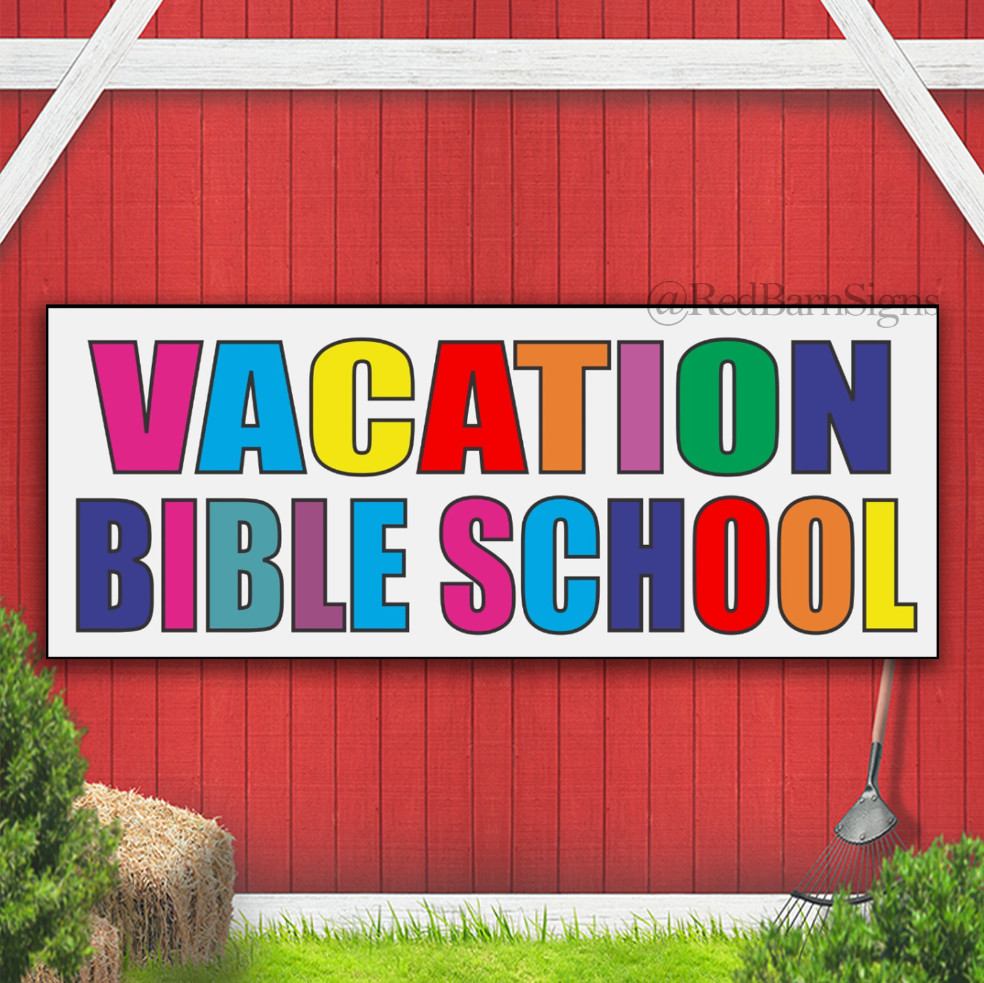 VACATION BIBLE SCHOOL Multi-colored Indoor Outdoor Banner Sign with grommets