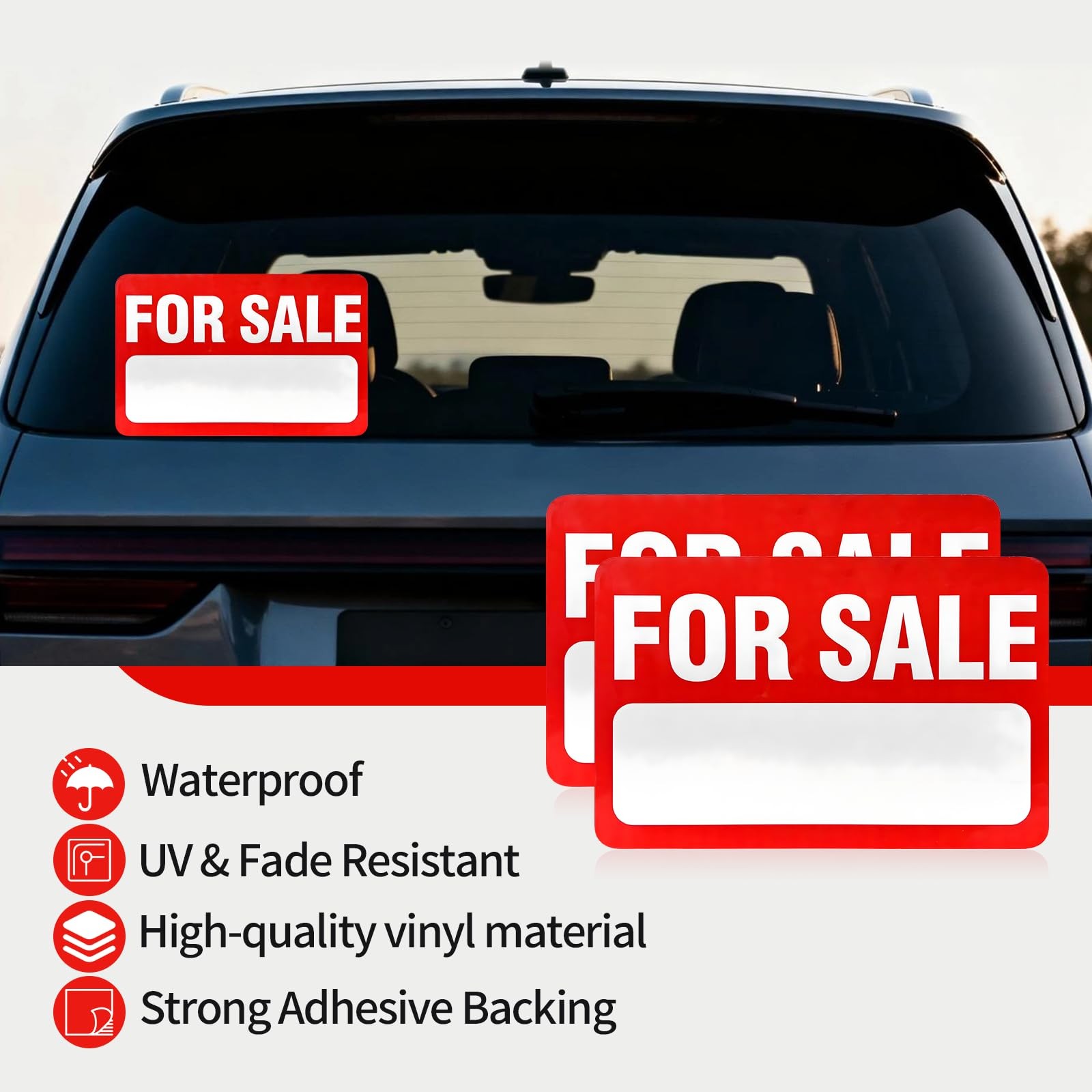 For Sale Sign 4 PCS 12&Prime; x 8&Prime; Self-Adhesive Reflective Vinyl Easy to Write Apply