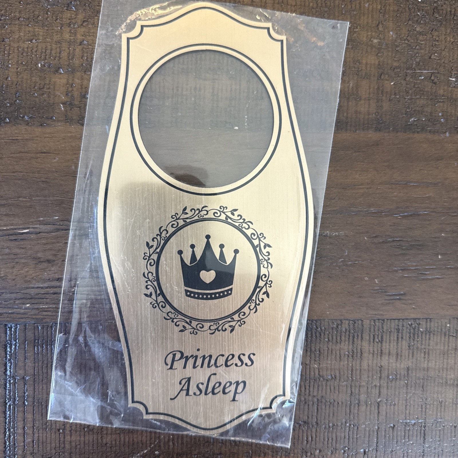 Signs ByLITA Princess Asleep Door Hanger – Brushed Gold, 4&Prime; x 8&Prime;