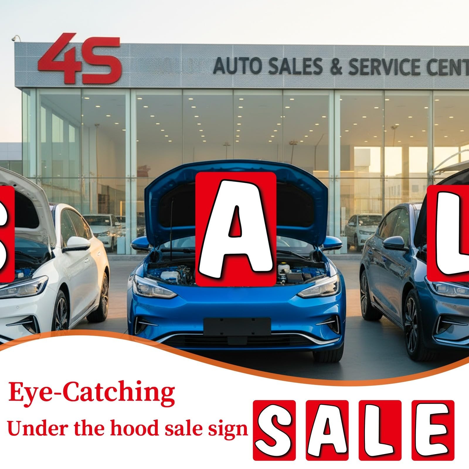 4 PCS Jumbo Under The Hood Sign Kit – 29ʺx 41&Prime; Giant Sale Sign for Car Dealer…