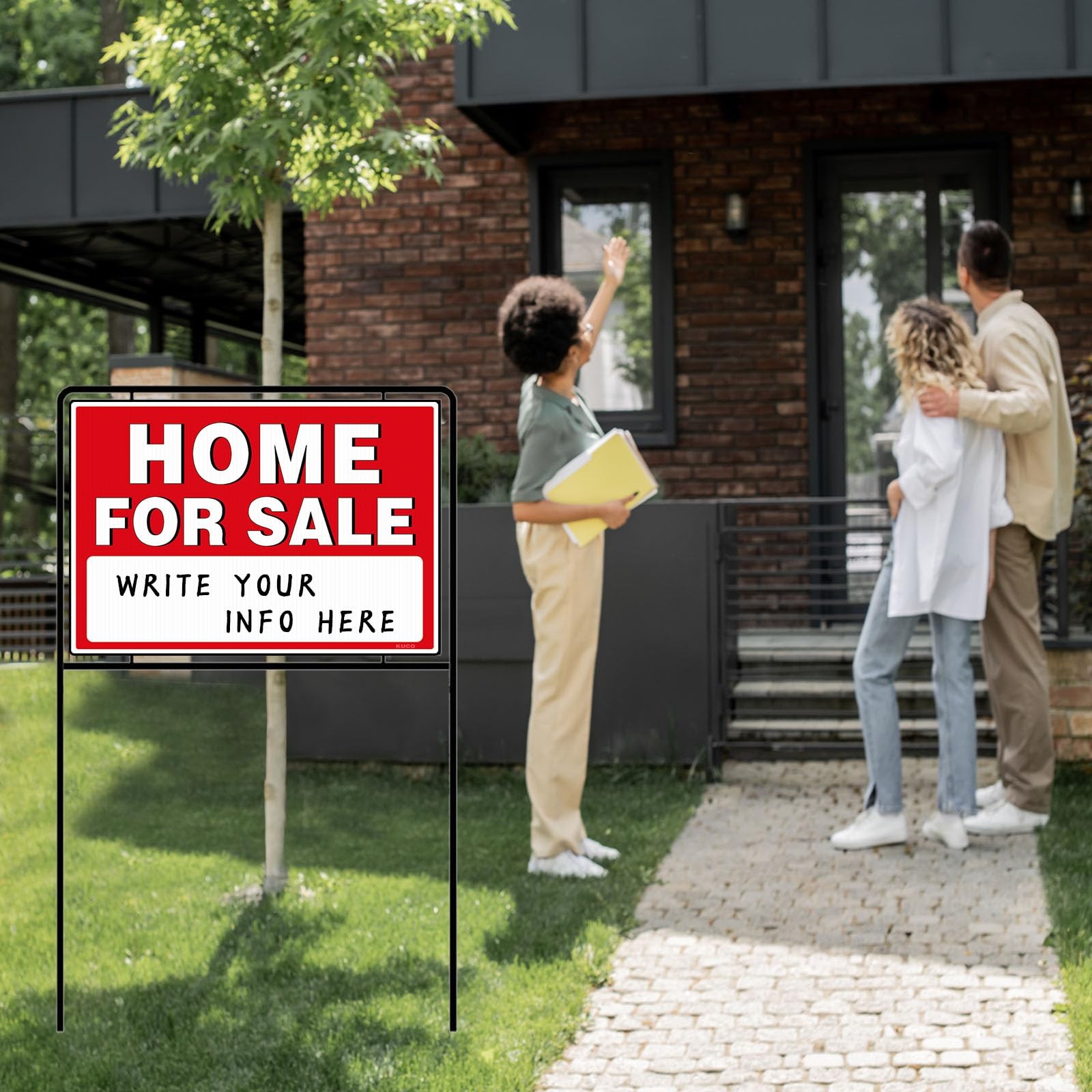 3 Pack For Sale By Owner Sign with Stakes Double Sided Real Estate Yard Sign