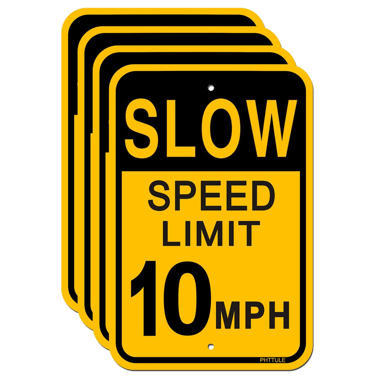 4 Pack Slow Down Speed Limit 10 MPH Sign 18×12 Inch Reflective Aluminum