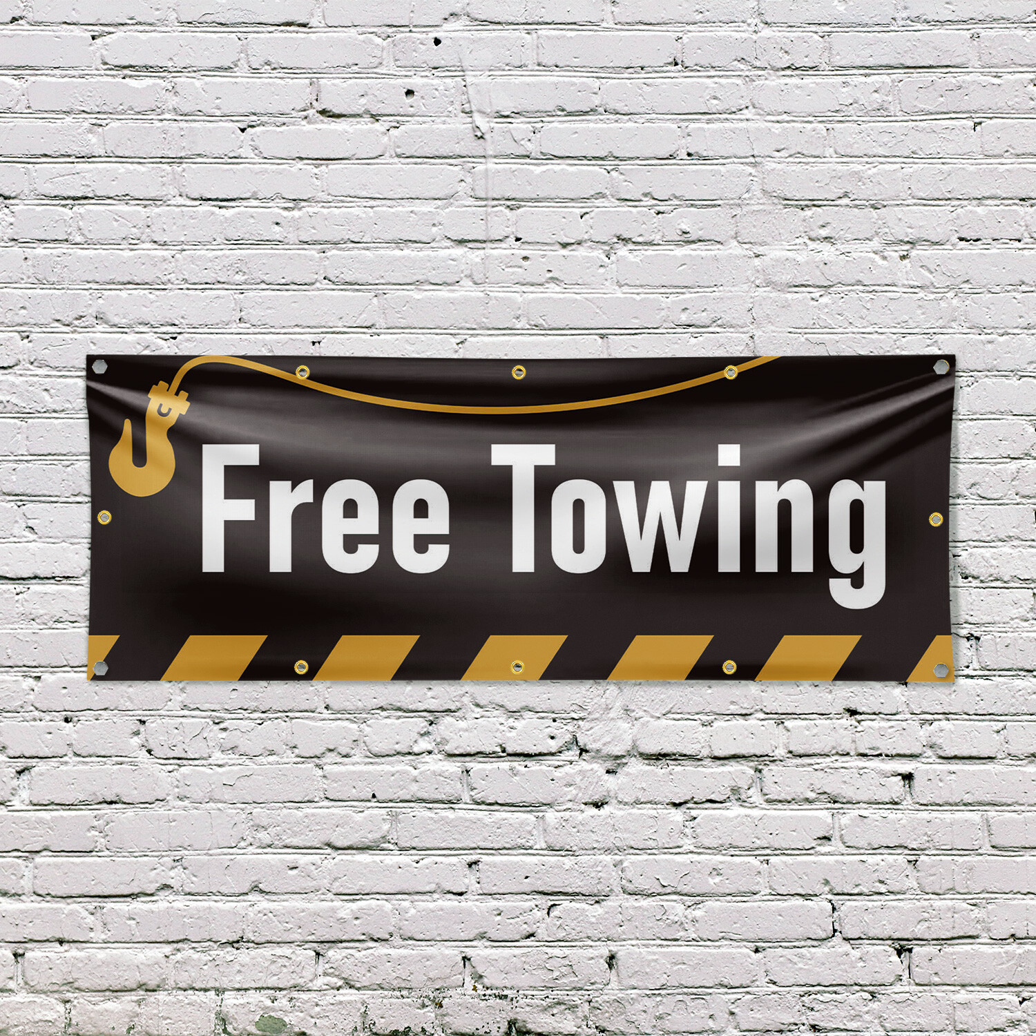 Free Towing 13 oz Vinyl Banner Sign with Metal Grommets Heavy-Duty Single-Sided