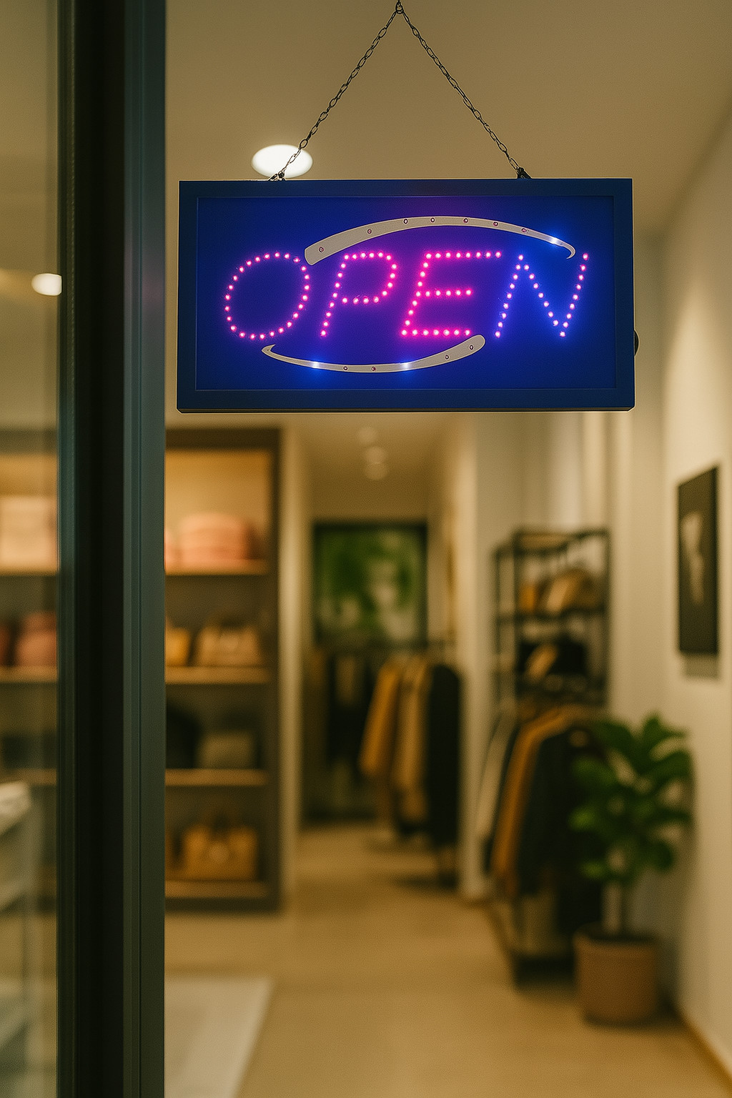 10×19 in LED Open Sign Blue and Red Illuminated Display LD-8200