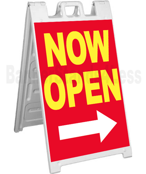 Signicade A-Frame Sign Sidewalk Sandwich Store Pavement Street Sign, NOW OPEN rb